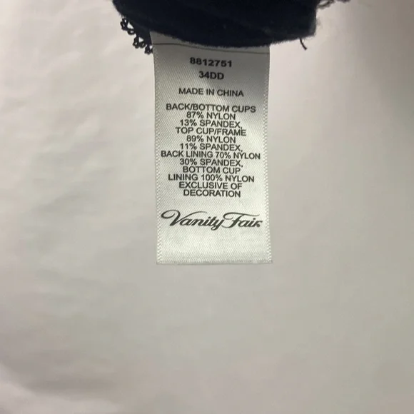 Vanity Fait Black Lace Size 34DD Bra - Picture 7 of 8